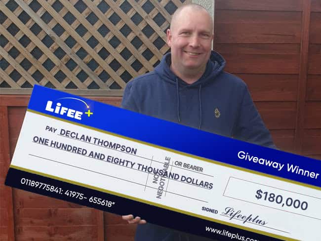 Lifee Giveaway Declan Thompson Rowe 180000 cash Lifee Rewards Club
