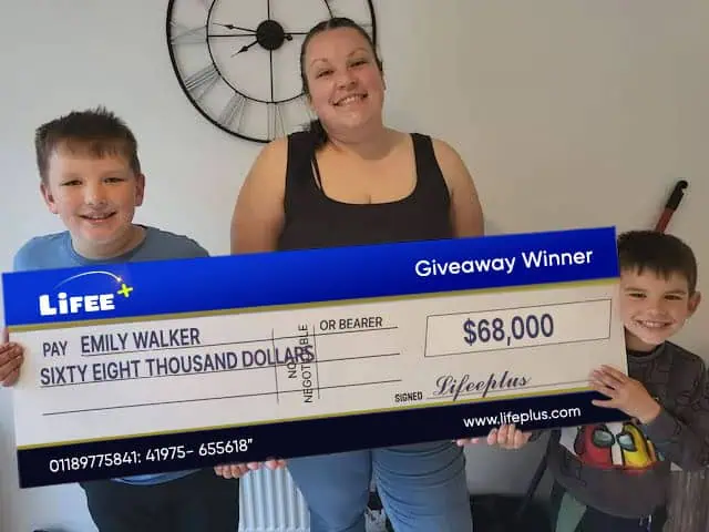 Lifee Giveaway WinnerEmily Walker 68000 Cash or car LifeePlus Australia Rewards Club