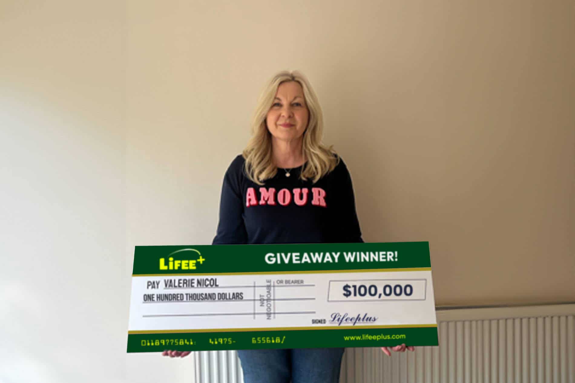 Lifee giveaway winner Valerie