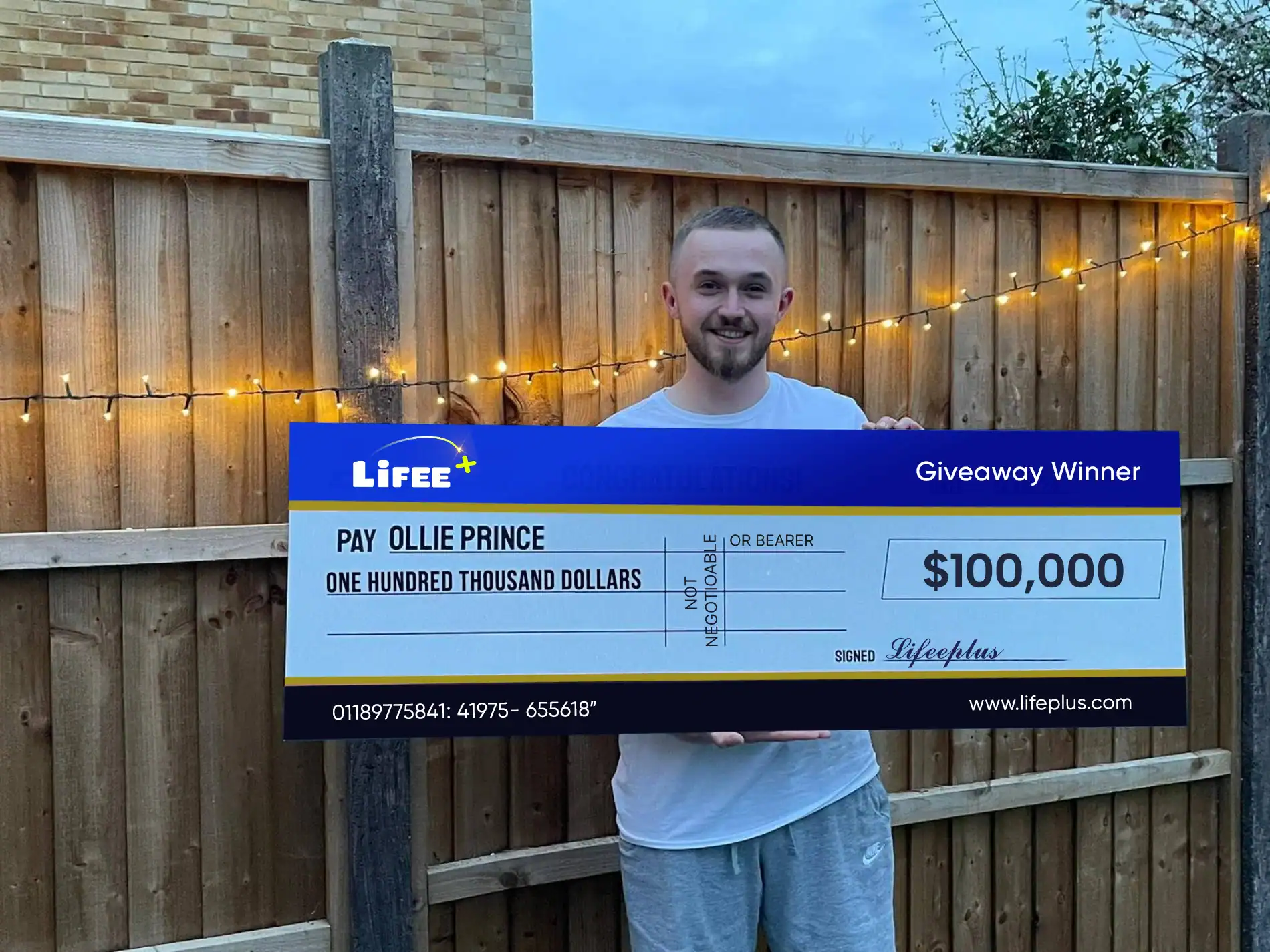 LifeePlus Giveaway Winners Ollie Prince 100000 Cash